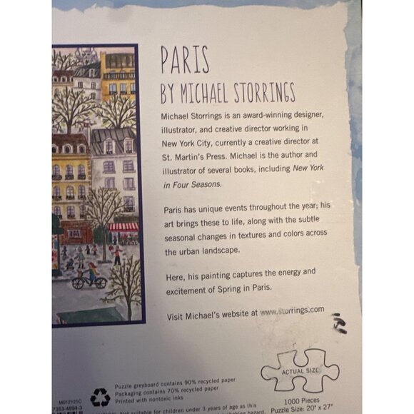 Paris By Michael Storrings 1000 Piece Jigsaw Puzzle In Box - Picture 4 of 5